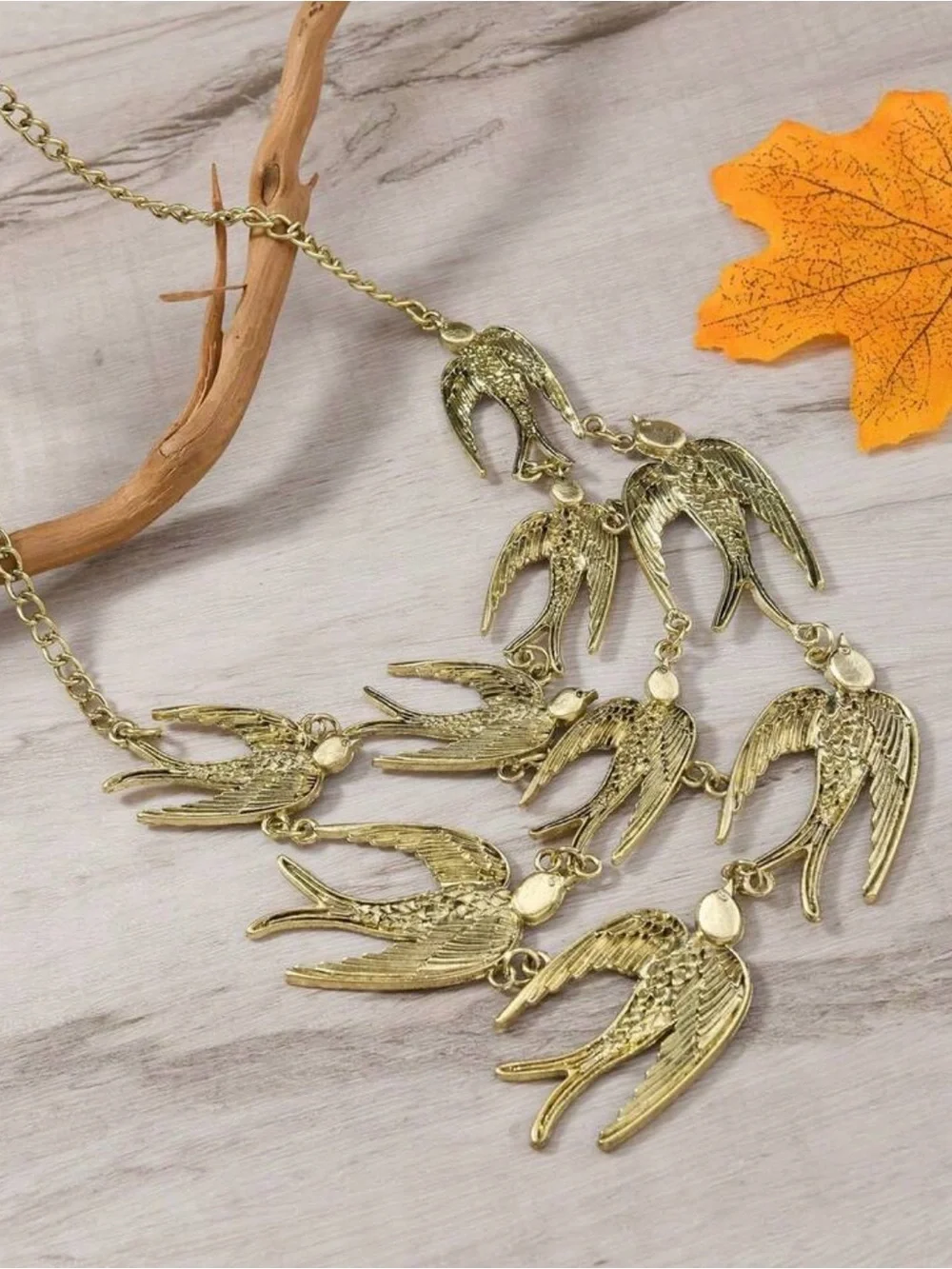 Gold Bird Multi-Pendant Necklace - Women Jewelry - Picture 3 of 6